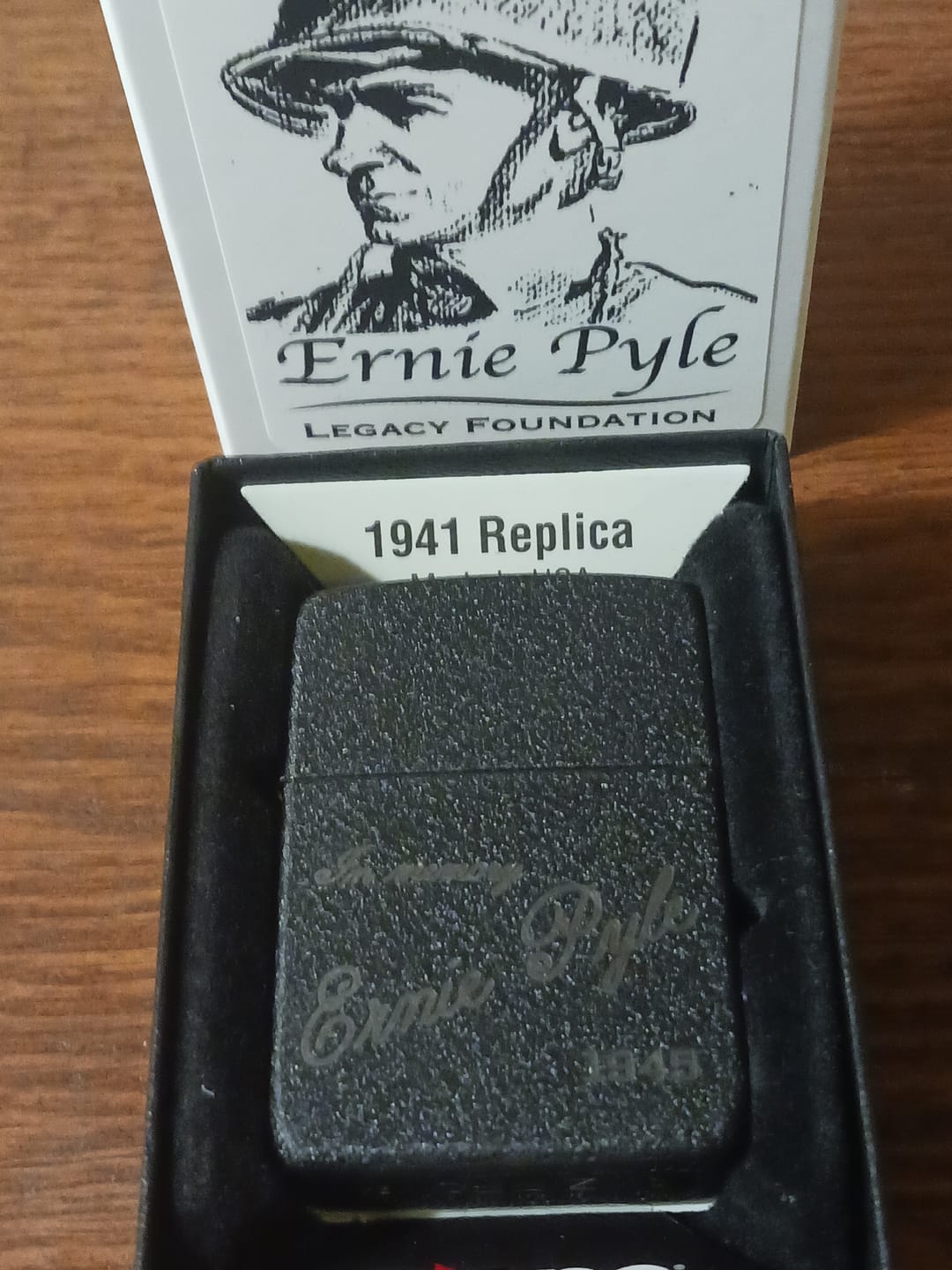Customer photo review of EXCLUSIVE - ZIPPO LIGHTER - Ernie Pyle Tribute - Black Crackle®