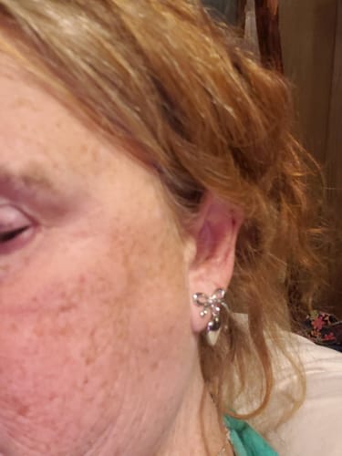 Customer photo review of Venus Clip On Earrings in Silver