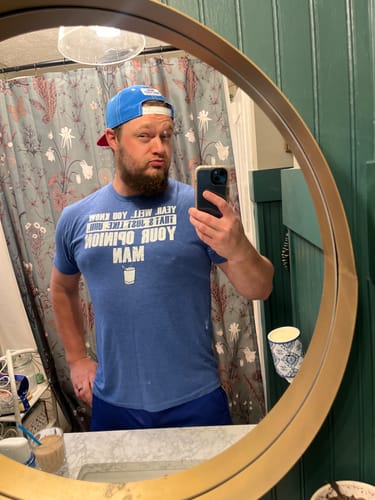 Customer photo review of Your Opinion Premium Triblend Tee