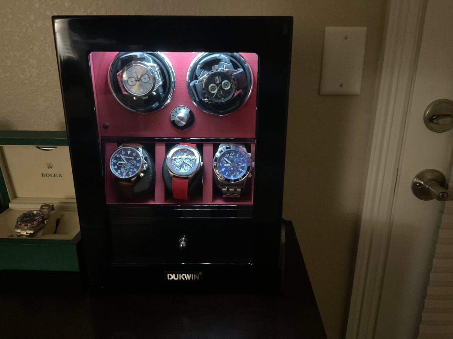 Customer photo review of 2 Watch Winders for Automatic Watches with 3 Watches Organizer Storage- Red