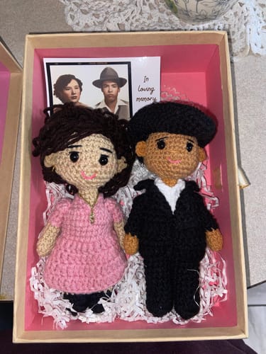Customer photo review of Tranquil - Personalized Couple Crochet Dolls (In Loving Memory Card)