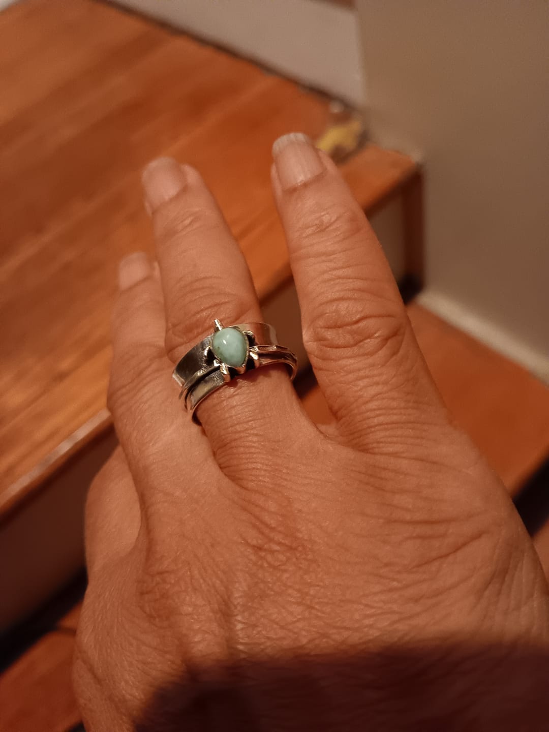 Customer photo review of Turtle Larimar Fidget Ring