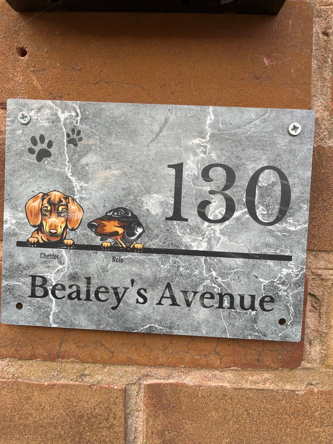 Customer photo review of House number marble look - Personalised Door Sign