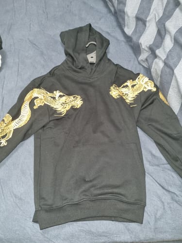 Customer photo review of Double Flying Dragons Embroidery Hoodie