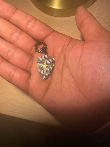 Customer photo review of Cross Shield Pendant Necklace