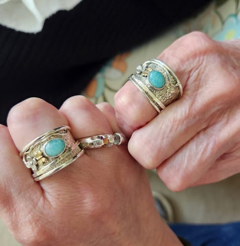 Customer photo review of Amazonite Butterfly and Flower Fidget Ring