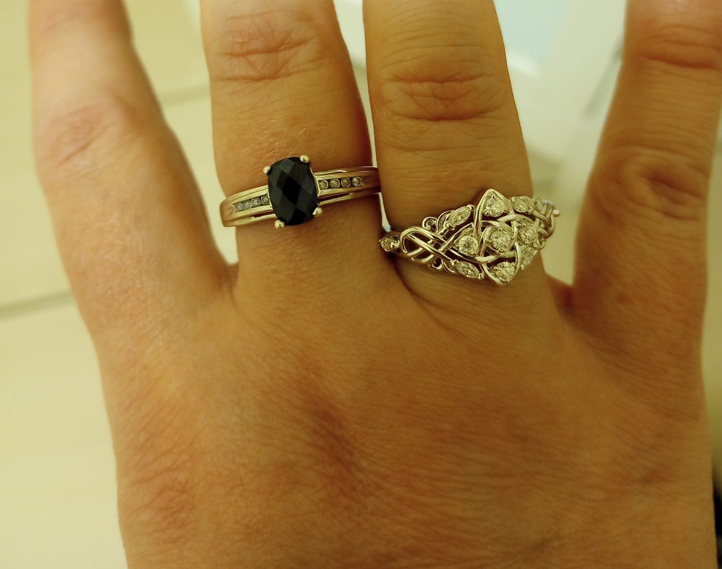 Customer photo review of Celtic Knot Moissanite Cluster Engagement Ring