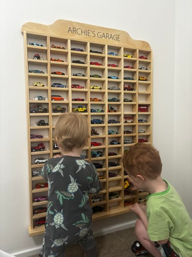 Customer photo review of Kids Car Garage Storage