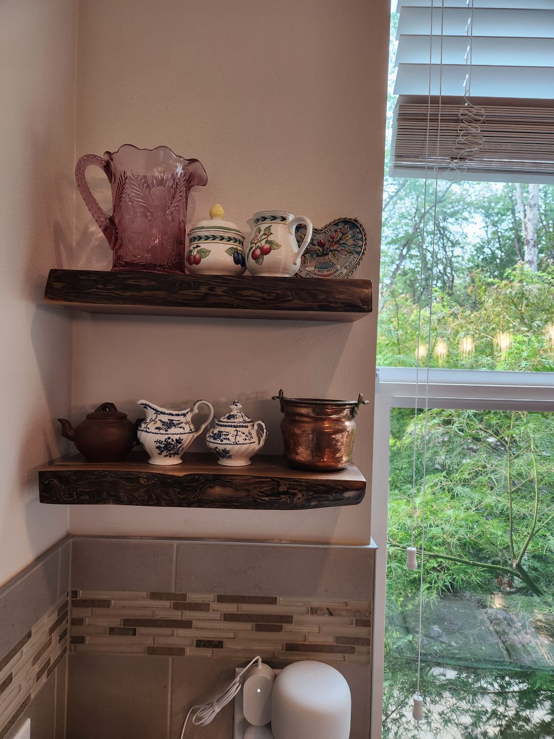 Customer photo review of Live Edge Walnut Floating Shelves