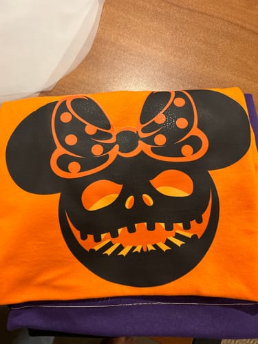 Customer photo review of Hungry Halloween Mouse DTF Transfer