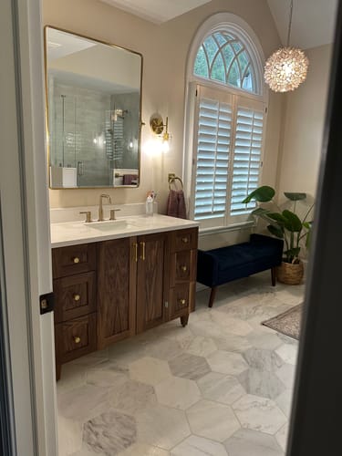 Customer photo review of Bridgeport 48" American Black Walnut Bathroom Vanity