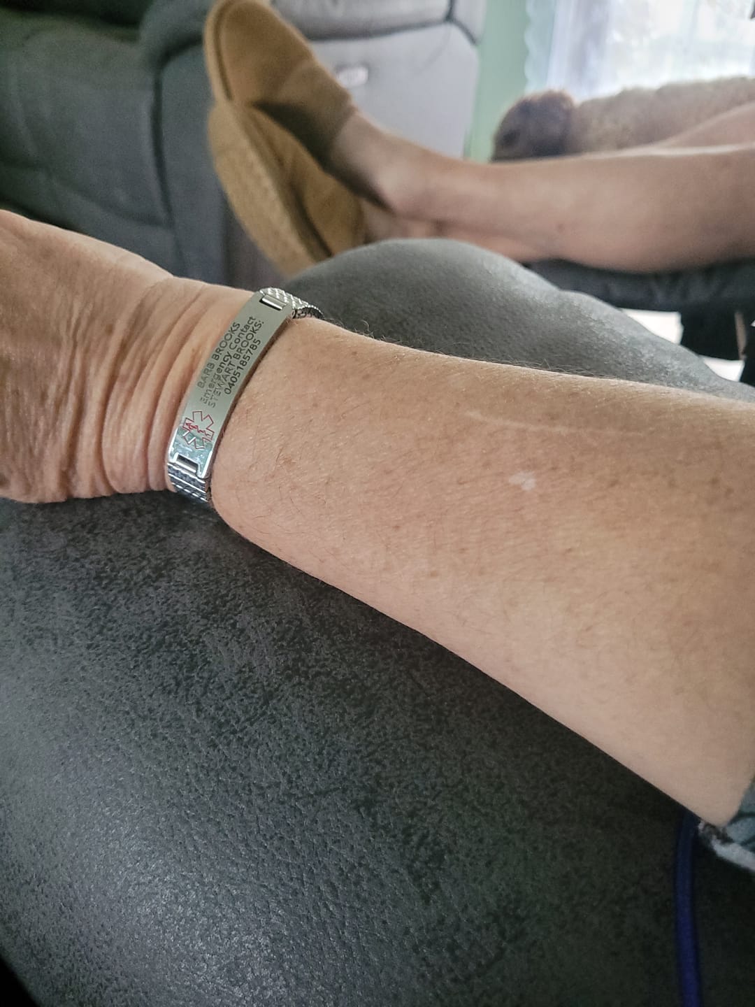 Customer photo review of Stainless Steel Medical Alert ID Stretchable Bracelet