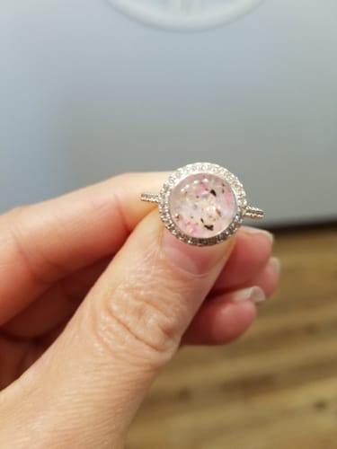 Customer photo review of Bedazzled Circle Opal Cremation Ring