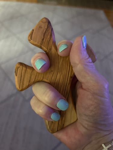 Customer photo review of Personalized Cross, Customized Name Crosses for Palm, Comfort Healing Pocket Prayer Olive Wood Cross