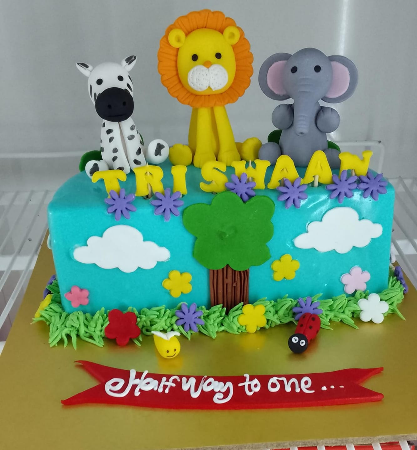 Customer photo review of Half Jungle Design Cake