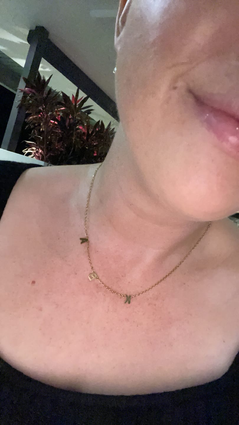 Customer photo review of The Original A-Z Initial Letter Necklace Gold