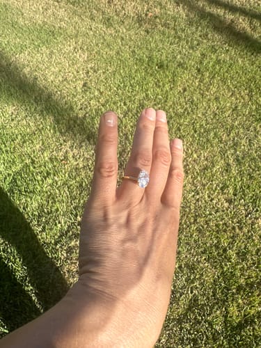 Customer photo review of Louily Yellow Gold 3.5 Carat Oval Cut Solitaire Engagement Ring In Sterling Silver