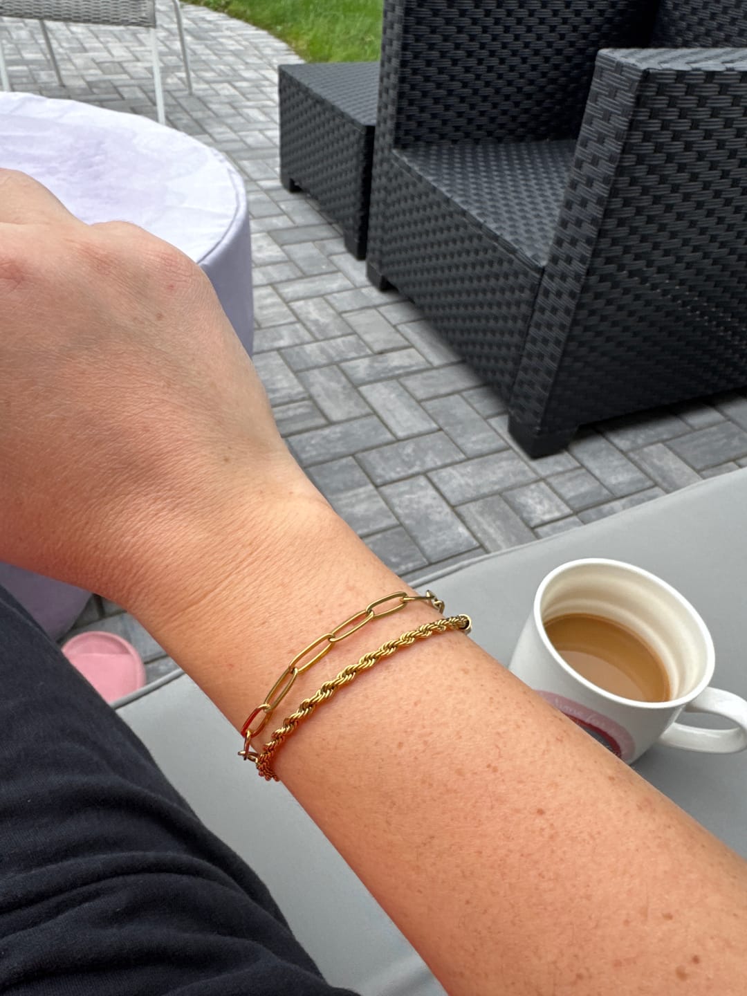 Customer photo review of Paperclip Gold Bracelet