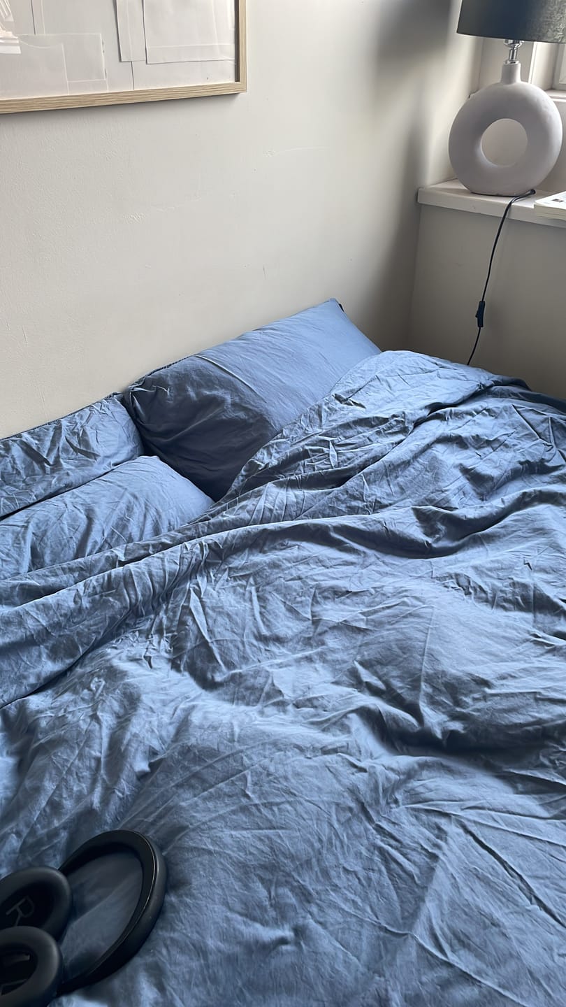 Customer photo review of Dekbedovertrek katoen satijn blauw