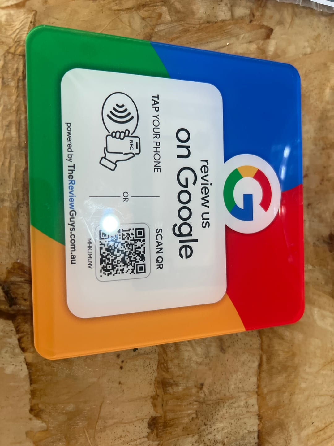 Customer photo review of Google Review NFC Plate +  QR Code