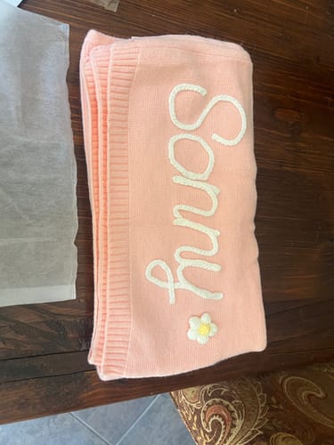 Customer photo review of Hand Knitted Personlized Blanket