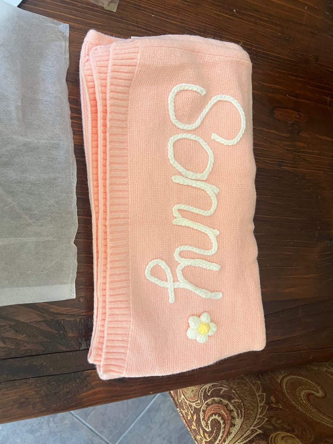 Customer photo review of Hand Knitted Personlized Blanket