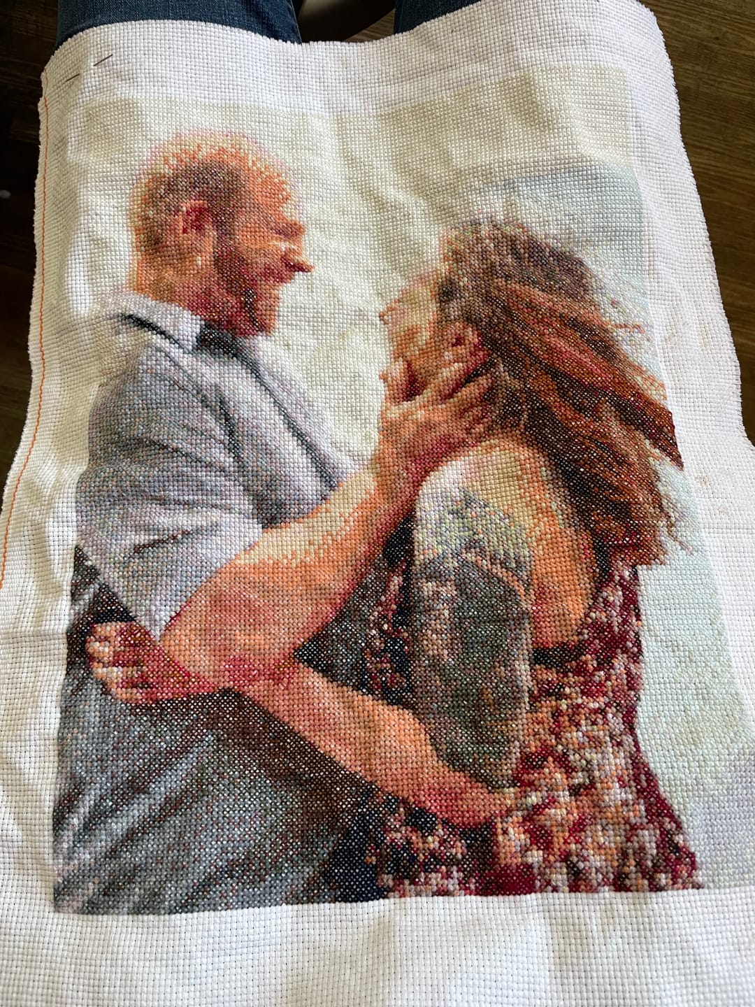 Customer photo review of Custom Cross Stitch Tapestry Kit | Just Upload Your Photo!