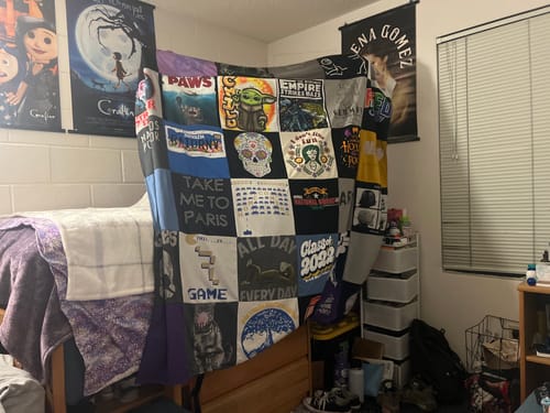 T-shirt quilt with travel, pets themes by Alexa from NV
