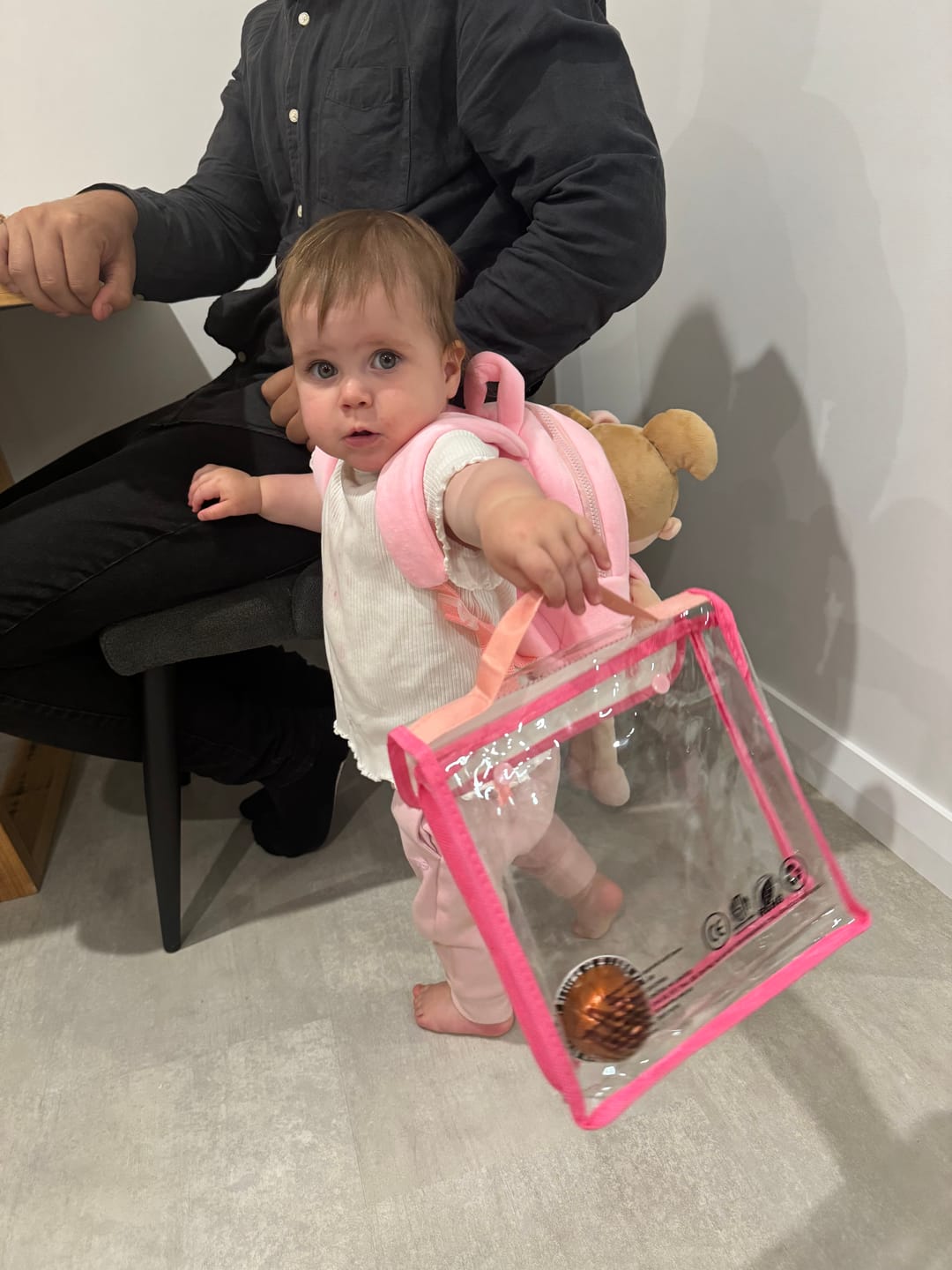 Customer photo review of Personalized Doll Carrier Backpack - 3 Colors