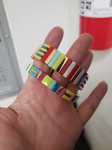 Customer photo review of Summer Color Enamel Tile Bracelets, Colorblock Bracelets, Enamel Beads, Trendy Tila, Stretch Bracelets, Bohemian Bracelets, Tile Beads
