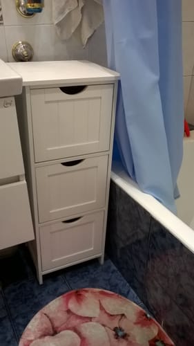 Customer photo review of Στενό Ντουλάπι Μπάνιου 3 συρταριών Ντουλάπα Μπάνιου Υπνοδωμάτιο Κουζίνα Σκανδιναβικό Στιλ Ματ Λευκό BB-C50WT