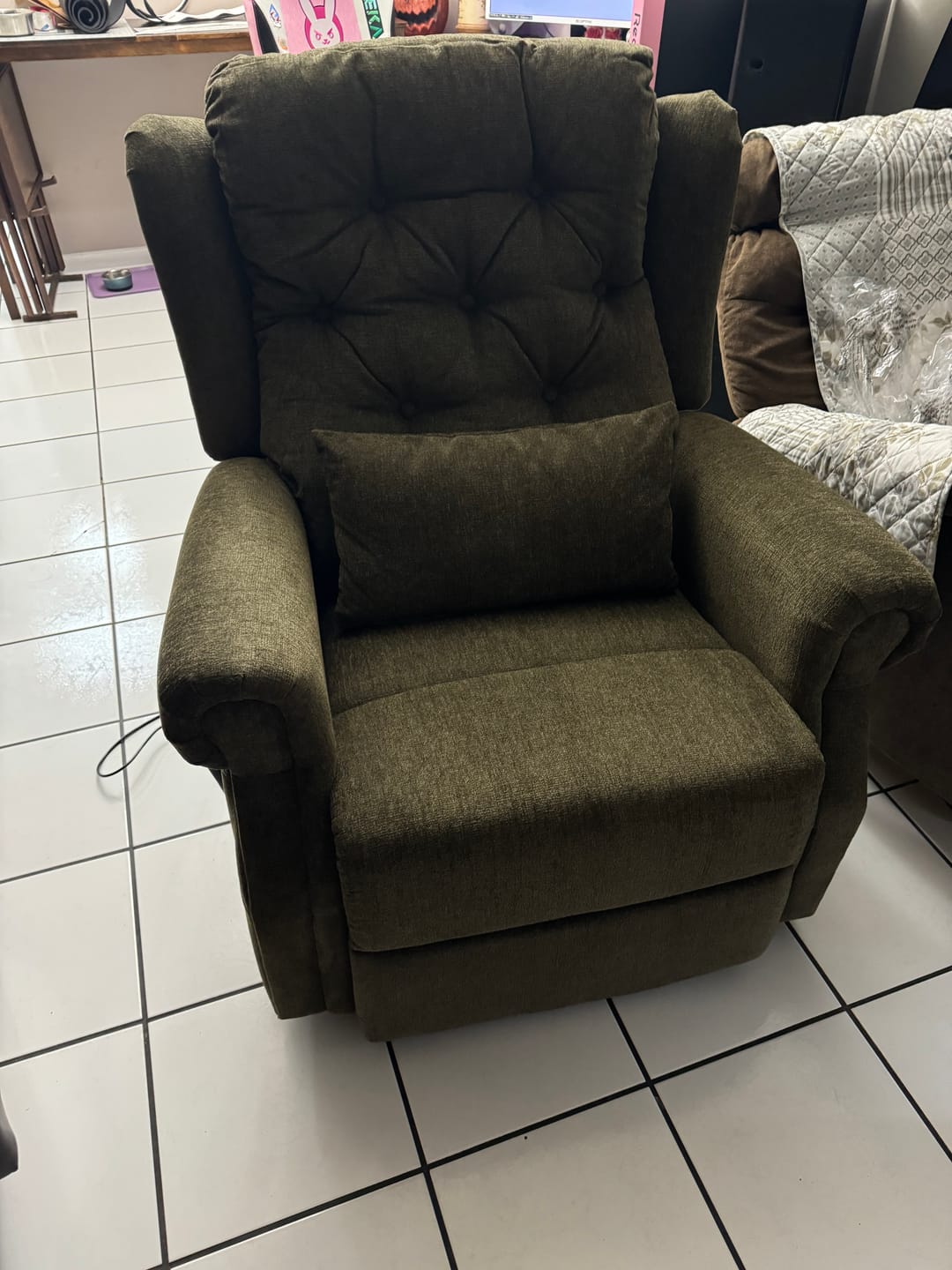 Customer photo review of 9199 Power Lift Recliner With Heat&Massage(Medium, Chenille Green)