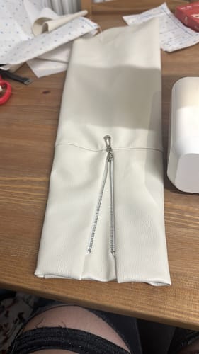 Customer photo review of 3 Metres Suede Leatherette- 55" Wide- Beige