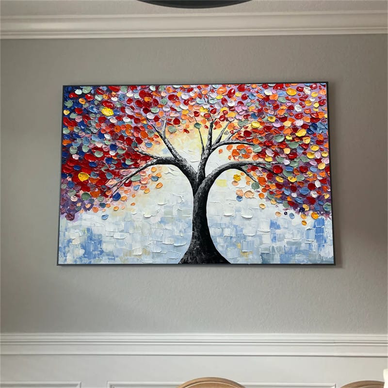Customer photo review of Colorful Tree Textured Painting Canvas #TP008