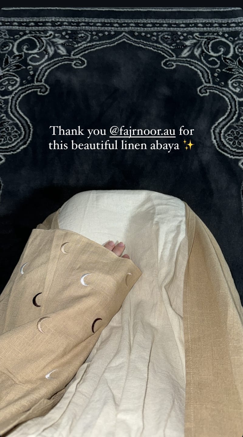 Customer photo review of Moon Linen Abaya with Hijab - Beige