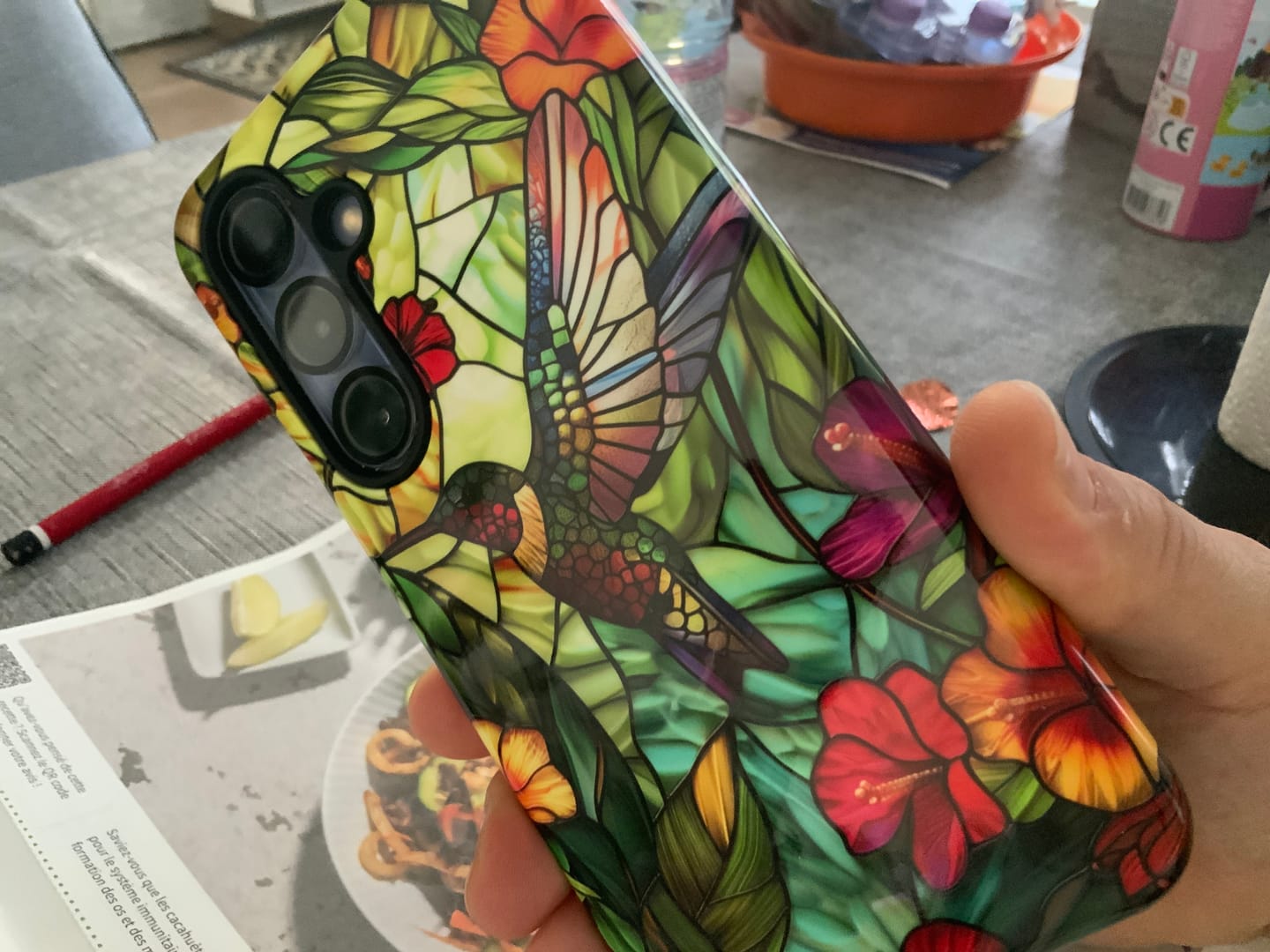 Customer photo review of Colourful Hummingbird Stained Glass Design Samsung Phone Case