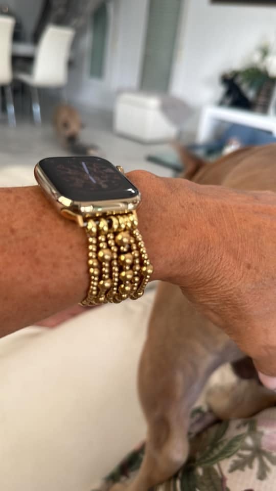 Customer photo review of Golden Demure Stretch Apple Watch Strap