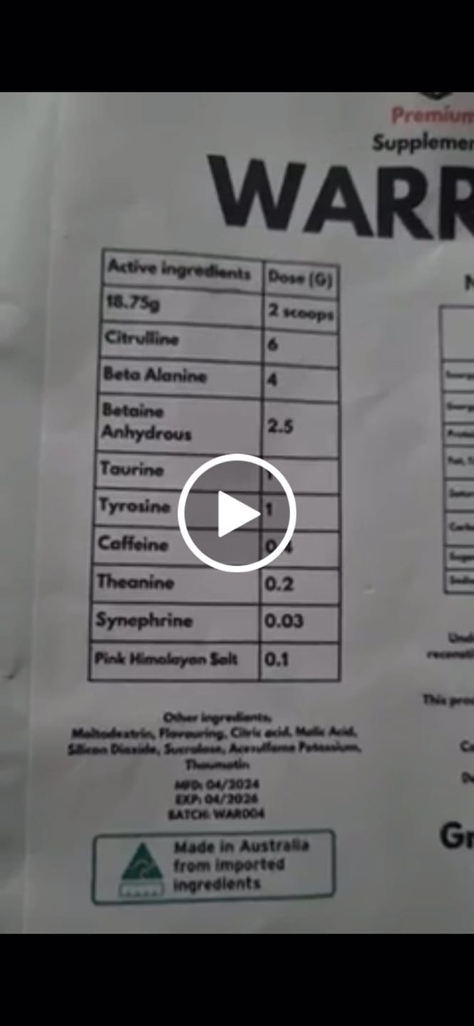 Customer video review of Warrior High-Stimulant Pre-workout