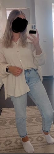 Customer photo review of Midi Waffle Bluse - Creme