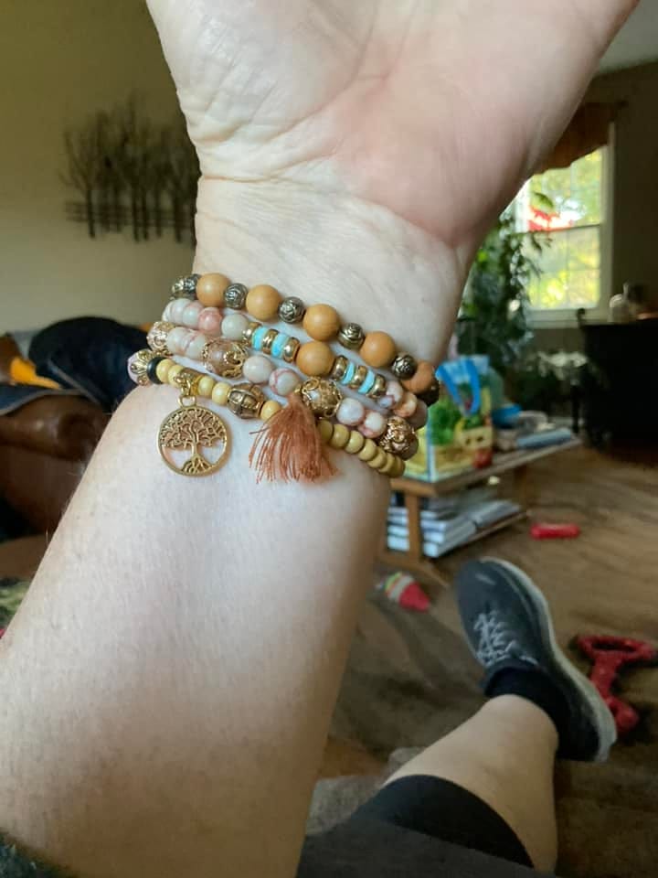 Customer photo review of Golden Tree of Life Jasper Stretch Watch Strap