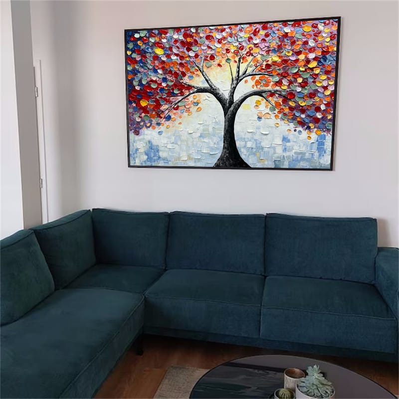 Customer photo review of Colorful Tree Textured Painting Canvas #TP008