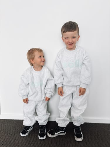 Customer photo review of Kids Soll Fleece Set - Grey/Blue