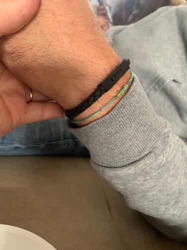 Customer photo review of Black Leather Bracelet | 6MM