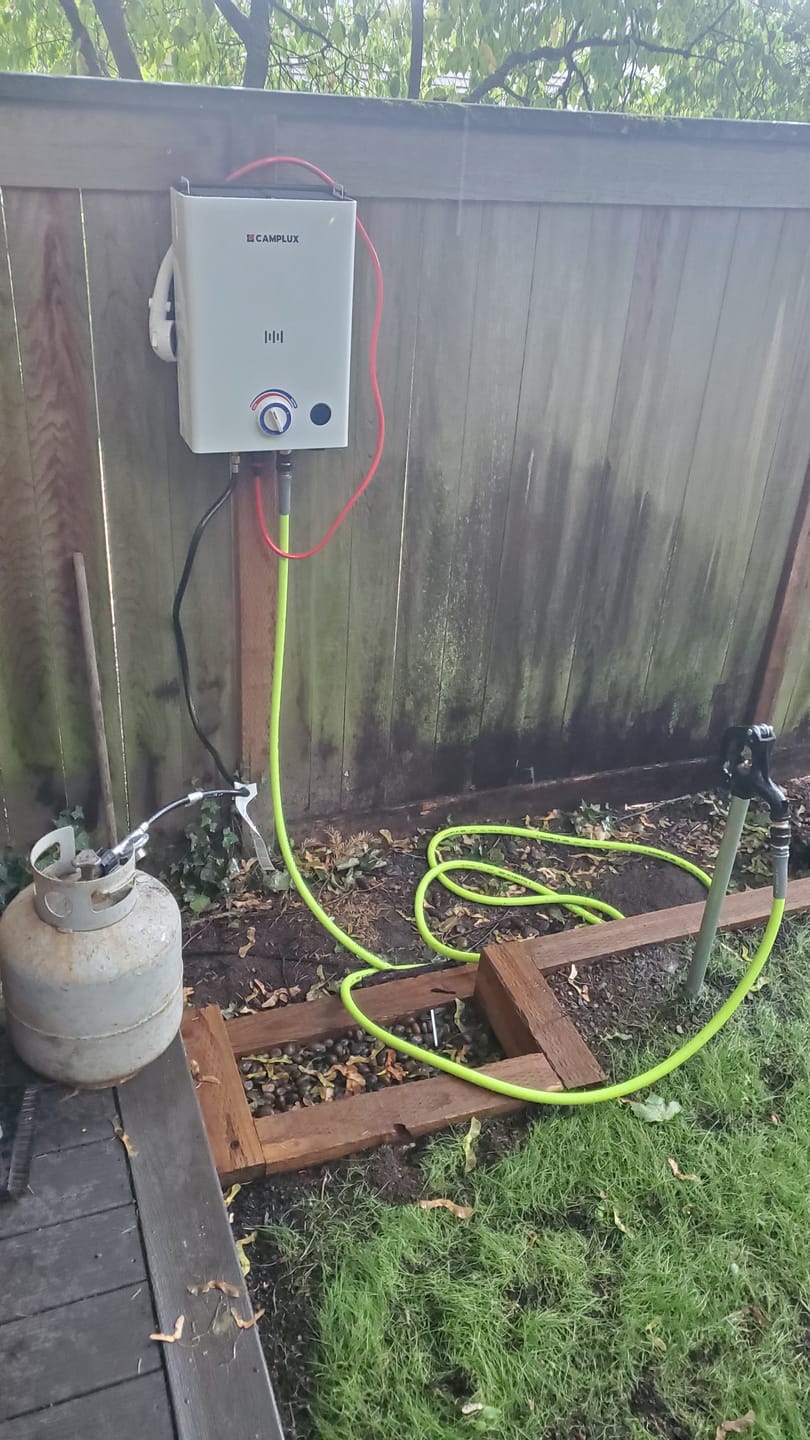 Customer photo review of Camplux Portable Tankless Water Heater F10, 68,000 BTU, Outdoor, First Series