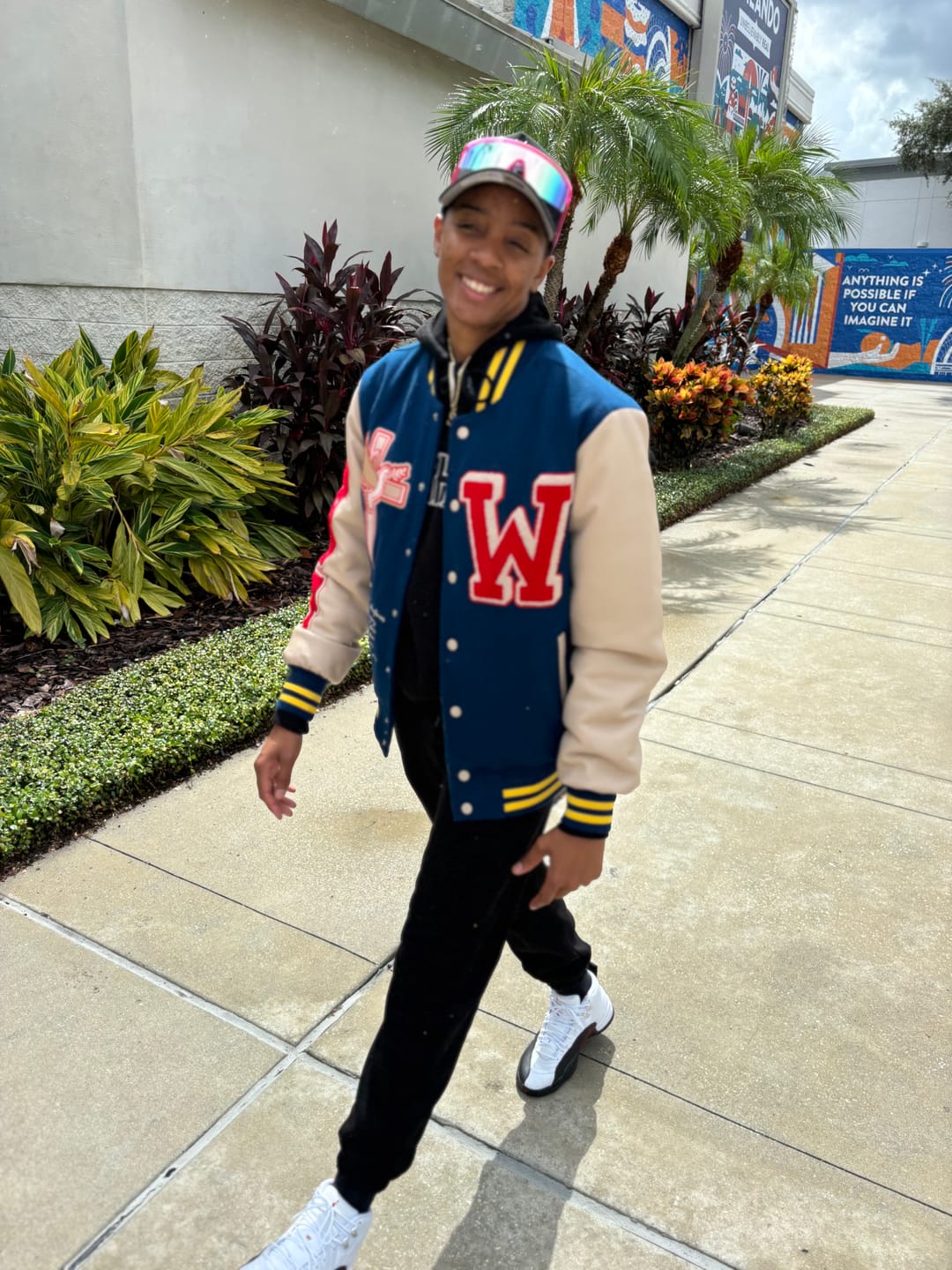 Customer photo review of Navy Grace Varsity Unisex Jacket
