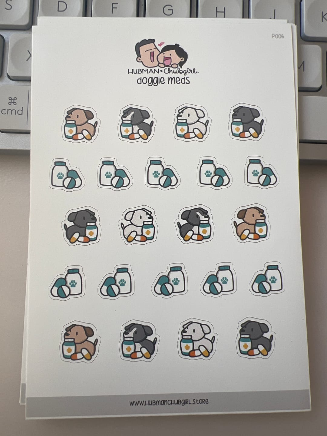 Customer photo review of Doggie Meds Planner Stickers