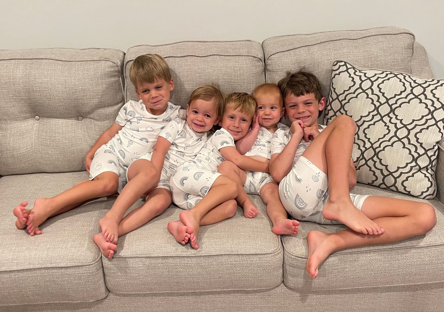 Customer photo review of Grey Rainbows Bamboo Kids Pajama Short Set