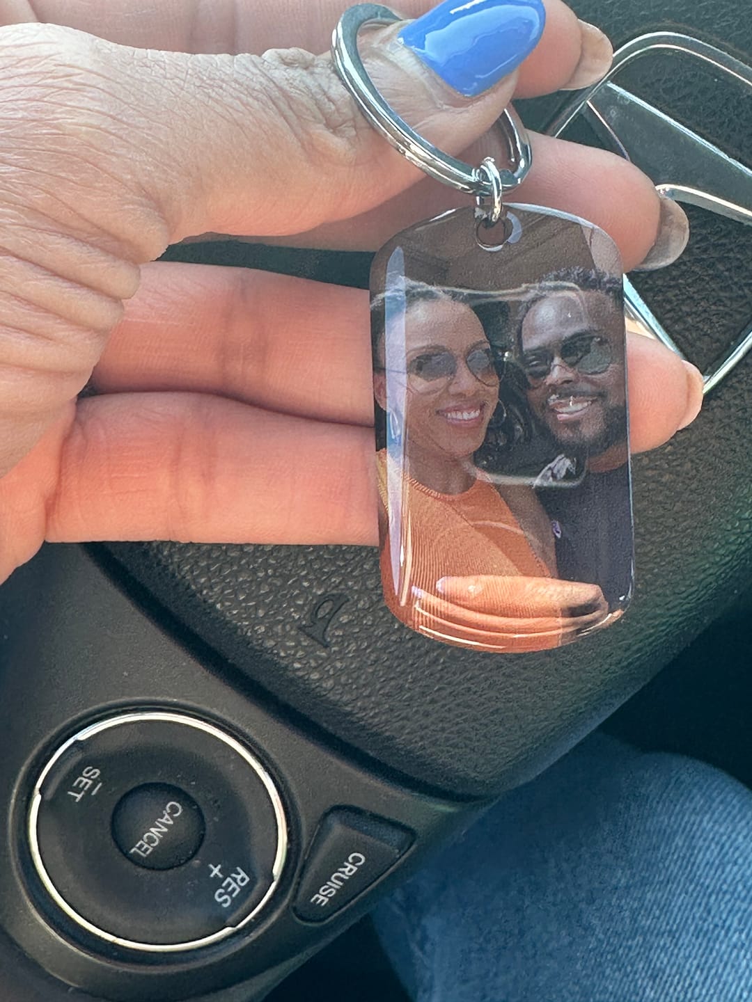 Customer photo review of I Promise To Be - Personalized Engraved Stainless Steel Keychain