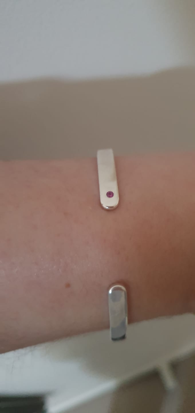 Customer photo review of Rhodolite Garnet Cuff Bracelet