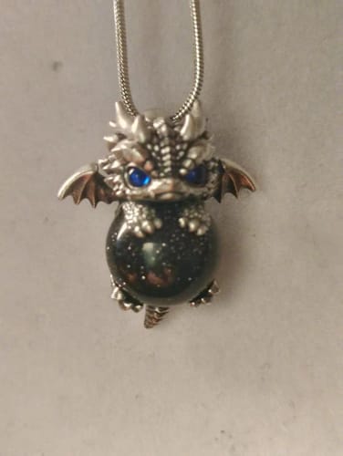 Customer photo review of Gemstone Baby Dragon Necklace